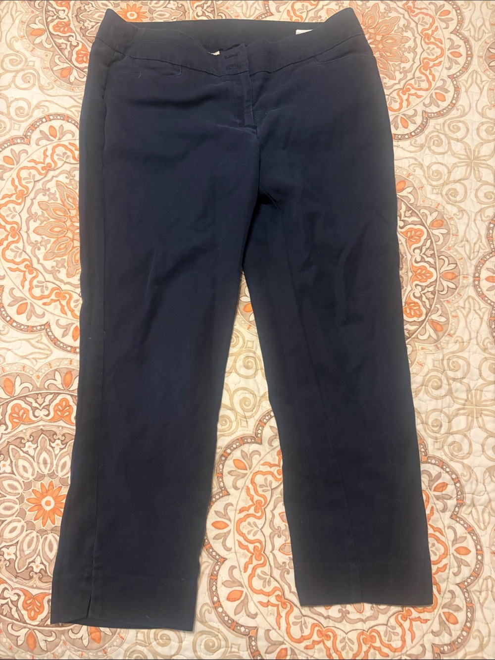 Anne Klein Navy Cropped Straight-Leg Jeans